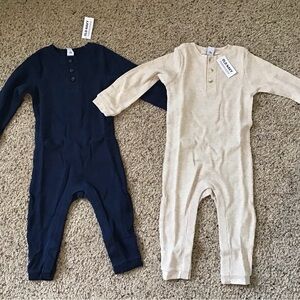Old Navy Kids One Piece Footies - Navy and Cream